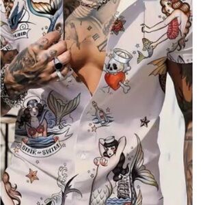 Men's Tattoo Art Print Shirt
